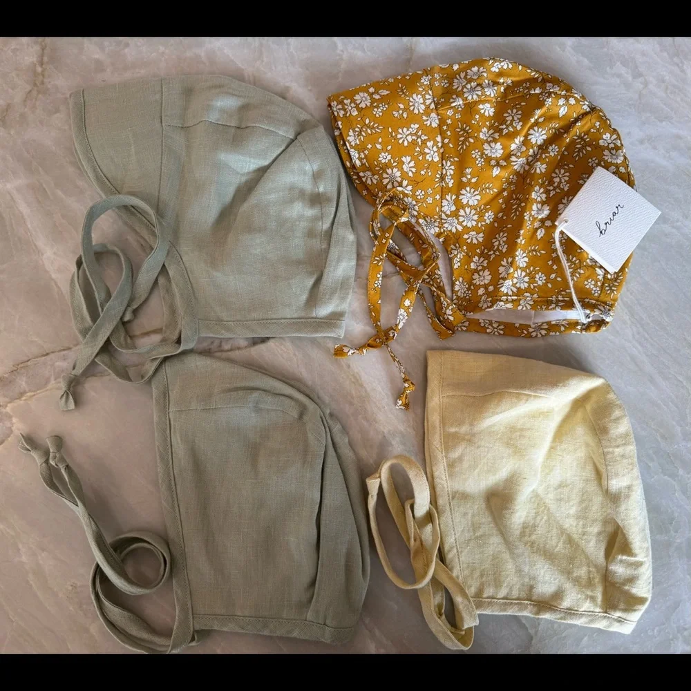 Briar Handmade Baby Bonnets Bundle, size 6-12m and 12-18m